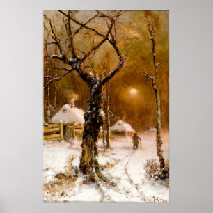 Julius Klever: Winter-Nachtweg Poster