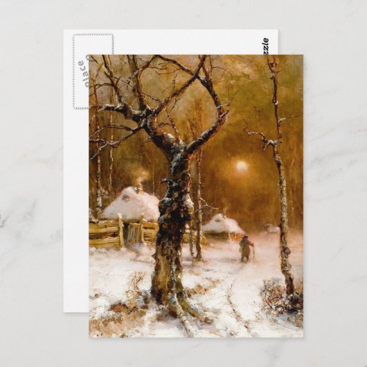Julius Klever: Winterabendspaziergang Postkarte (Vorne/Hinten)