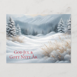 Julkort - Vackert vinterlandskap med snö Feiertagspostkarte