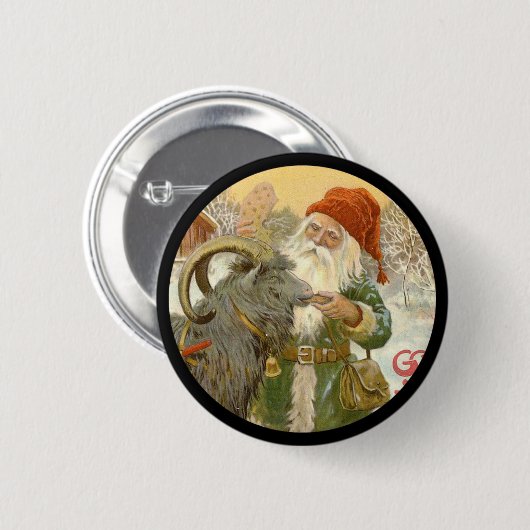 Jultomten Füttre Weihnachten Ziege ein Keks Button (Vorne & Hinten)