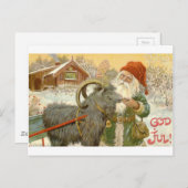 Jultomten Füttre Weihnachten Ziege ein Keks Postkarte (Vorne/Hinten)
