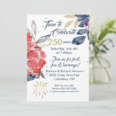 July 4th 250th USA Celebration Party Invitation Einladung (Stehend Vorderseite)