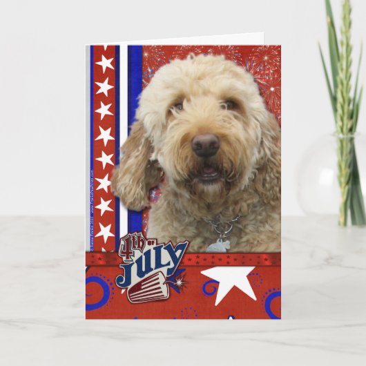 July 4th Firecracker - GoldenDoodle Karte (Vorderseite)
