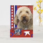 July 4th Firecracker - GoldenDoodle Karte (Gelbe Blume)