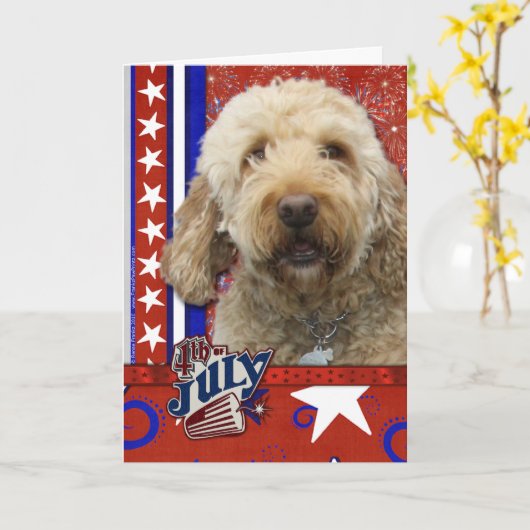 July 4th Firecracker - GoldenDoodle Karte (Gelbe Blume)