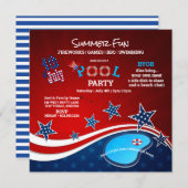 July 4th Pool Party BBQ Fireworks Invitation Einladung (Vorne/Hinten)