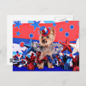 July 4th - Yorkie - Vinnie Postkarte (Vorne/Hinten)