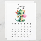 July Baby Dragon Art Print Whimsical Fantasy (Vorne/Hinten)