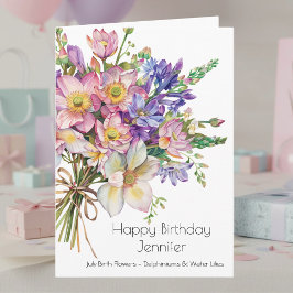 July Birth Flower Birthday Card | Delphiniums Karte