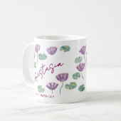 July Birth Flower Custom Name Water Lily Kaffeetasse (Vorderseite Links)