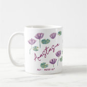 July Birth Flower Custom Name Water Lily Kaffeetasse (Links)