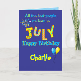 July Birthday Folded Greeting Card Karte