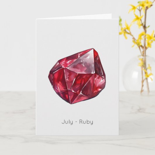 July Birthstone Ruby Happy Birthday Card Karte (Gelbe Blume)