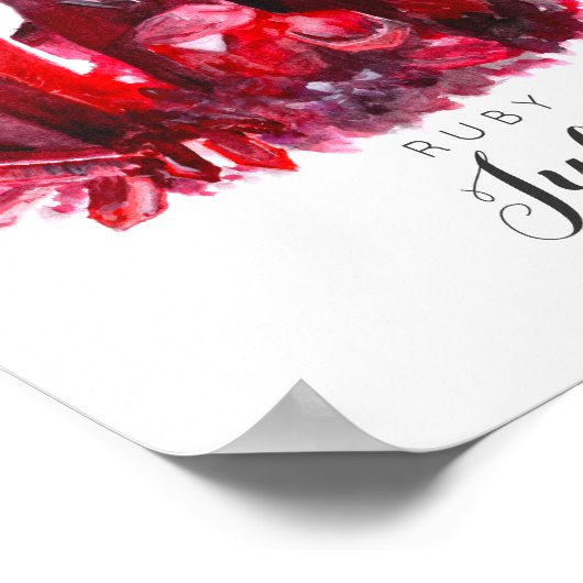 July Birthstone - Ruby Watercolor | Poster (Ecke)