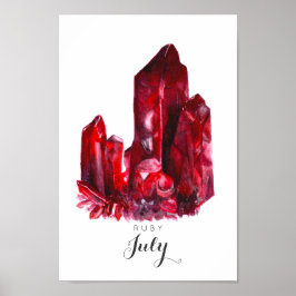 July Birthstone - Ruby Watercolor | Poster