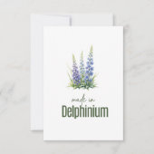July Delphinium Birth Flower Flat Thank You Card Dankeskarte (Vorderseite)