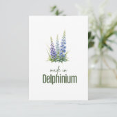 July Delphinium Birth Flower Flat Thank You Card Dankeskarte (Stehend Vorderseite)