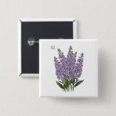 July Larkspur Bloom - Personalisiertes Geburtstags Button (Vorne & Hinten)