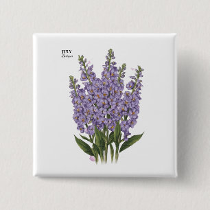 July Larkspur Bloom - Personalisiertes Geburtstags Button