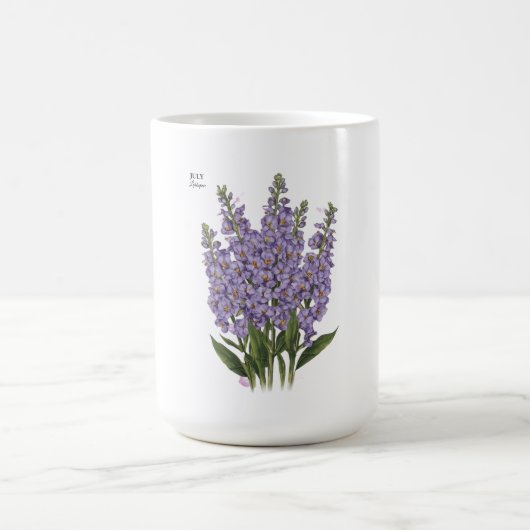 July Larkspur Bloom - Personalisiertes Geburtstags Kaffeetasse (Mittel)
