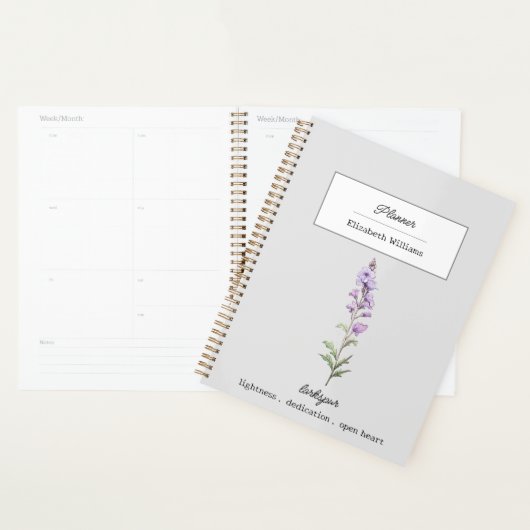 JULY LARKSPUR GEBURTSBLUME PERSONALISIERT PLANER (Anzeige)