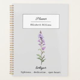JULY LARKSPUR GEBURTSBLUME PERSONALISIERT PLANER