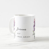 JULY LARKSPUR GEBURTSTE BLUME MONTH NAME GIFT KAFFEETASSE (Vorderseite Links)