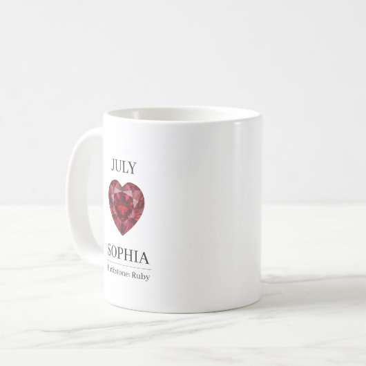 July Ruby Personalized Birthday Kaffeetasse (Vorderseite Links)