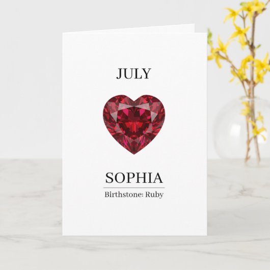 July Ruby Personalized Birthday Karte (Gelbe Blume)