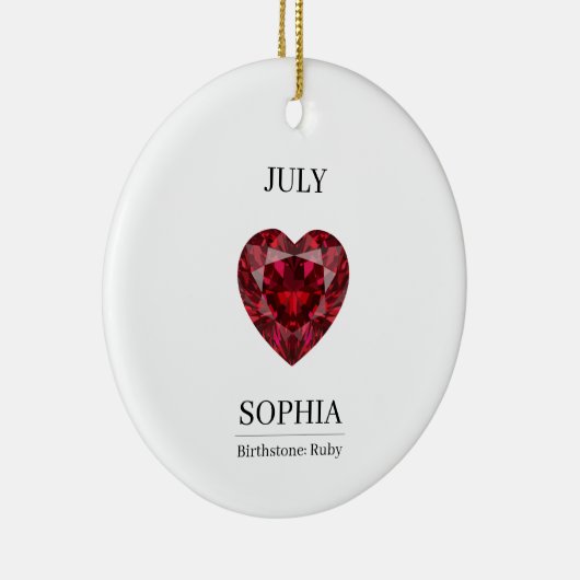July Ruby Personalized Birthday Keramik Ornament (Rechts)