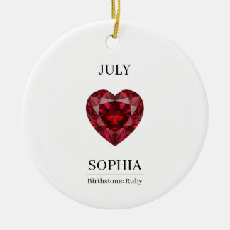 July Ruby Personalized Birthday Keramik Ornament