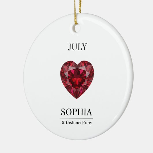 July Ruby Personalized Birthday Keramik Ornament (Links)