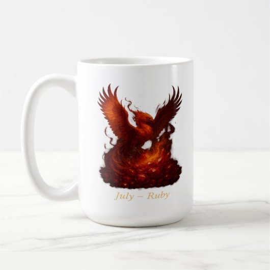July Ruby - Phoenix & Fiery Birthstone Kaffeetasse (Links)
