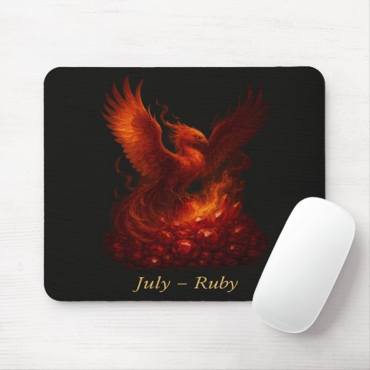 July Ruby - Phoenix & Fiery Birthstone Mousepad (Mit Mouse)