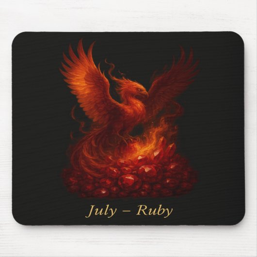 July Ruby - Phoenix & Fiery Birthstone Mousepad (Vorne)
