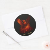 July Ruby - Phoenix & Fiery Birthstone Runder Aufkleber (Umschlag)