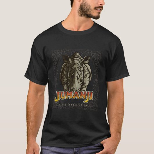 Jumanji Distressed Rhino Board Game Piece T-Shirt (Vorderseite)