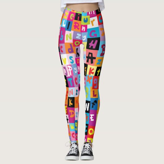 Jumble Alphabet Pattern Leggings (Vorderseite)
