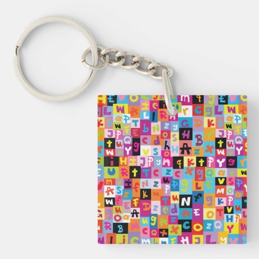Jumble Alphabet Pattern Schlüsselanhänger (Vorderseite)