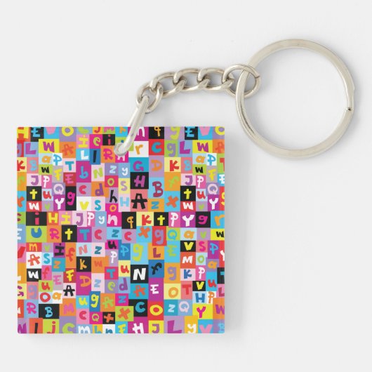 Jumble Alphabet Pattern Schlüsselanhänger (Rückseite)