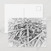 Jumble of Bicycles Parkplatz Fahrradbahn Rack BW Postkarte (Vorne/Hinten)