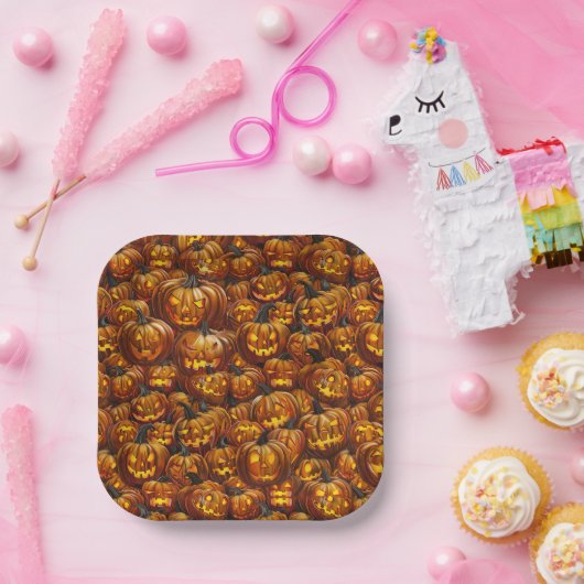 Jumble von Jack-o-Lanterns Pappteller (Party)