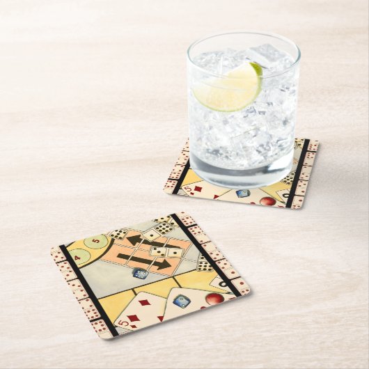 Jumbled Assortiment of Games of Chance Rechteckiger Pappuntersetzer (Vor Ort)