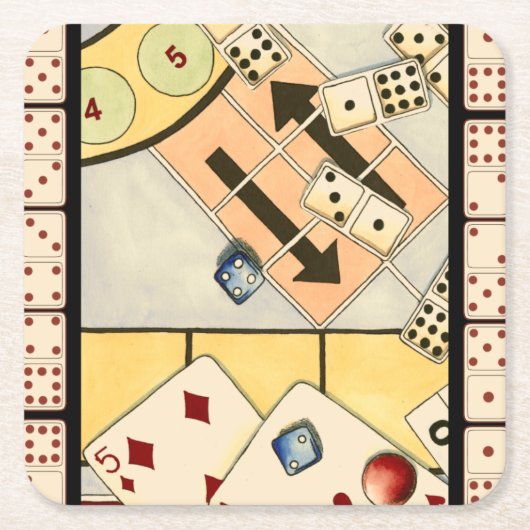 Jumbled Assortiment of Games of Chance Rechteckiger Pappuntersetzer (Vorderseite)