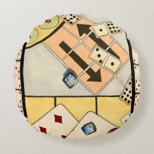 Jumbled Assortiment of Games of Chance Rundes Kissen