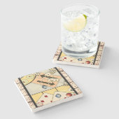 Jumbled Assortiment of Games of Chance Steinuntersetzer (Seitenansicht)