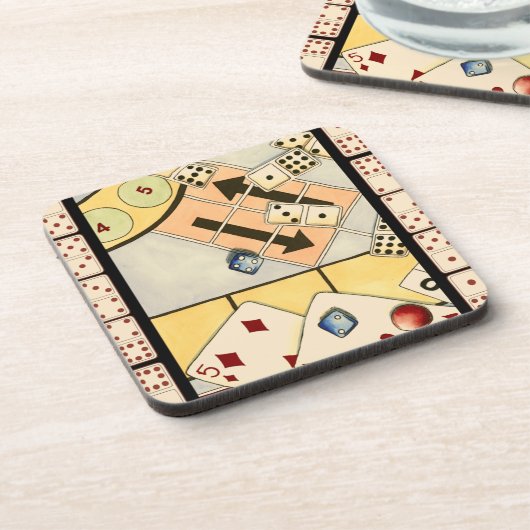 Jumbled Assortiment of Games of Chance Untersetzer (Linke Seite)