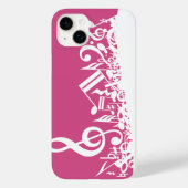 Jumbled Musical Notes Hot Pink and White Case-Mate iPhone Hülle (Rückseite)