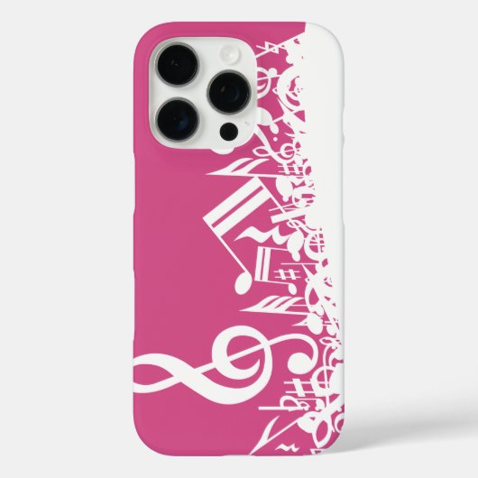 Jumbled Musical Notes Hot Pink and White Case-Mate iPhone Hülle (Rückseite)