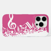 Jumbled Musical Notes Hot Pink and White Case-Mate iPhone Hülle (Rückseite (Horizontal))